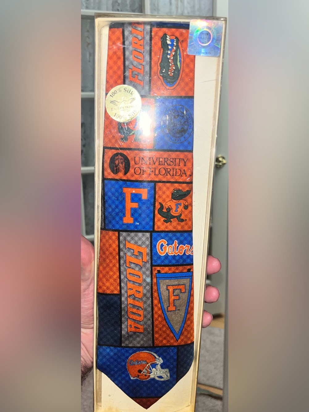 Vintage 1990’s University of Florida Gators 100% Silk Logo Tie - Orange & Blue